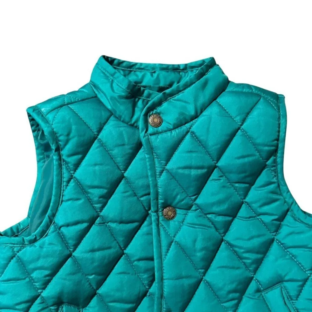Janie & Jack Quilted Green Sleeveless Puffer Vest Snap Buttons & Pockets 12-18 m